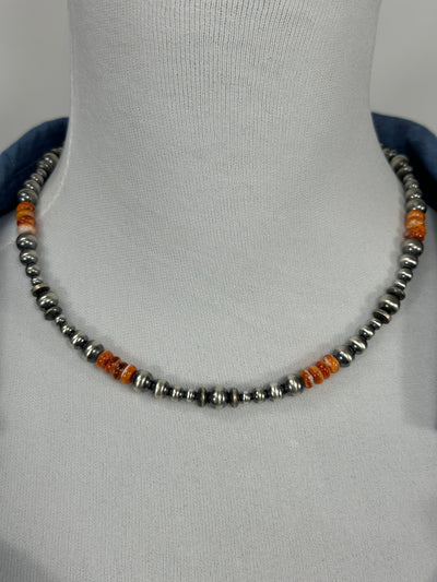 Orange Spiny & Pearl Necklace