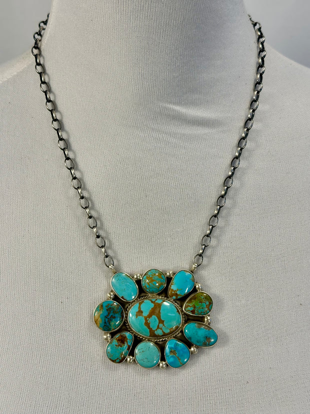 Kingman Turquoise Cluster Necklace