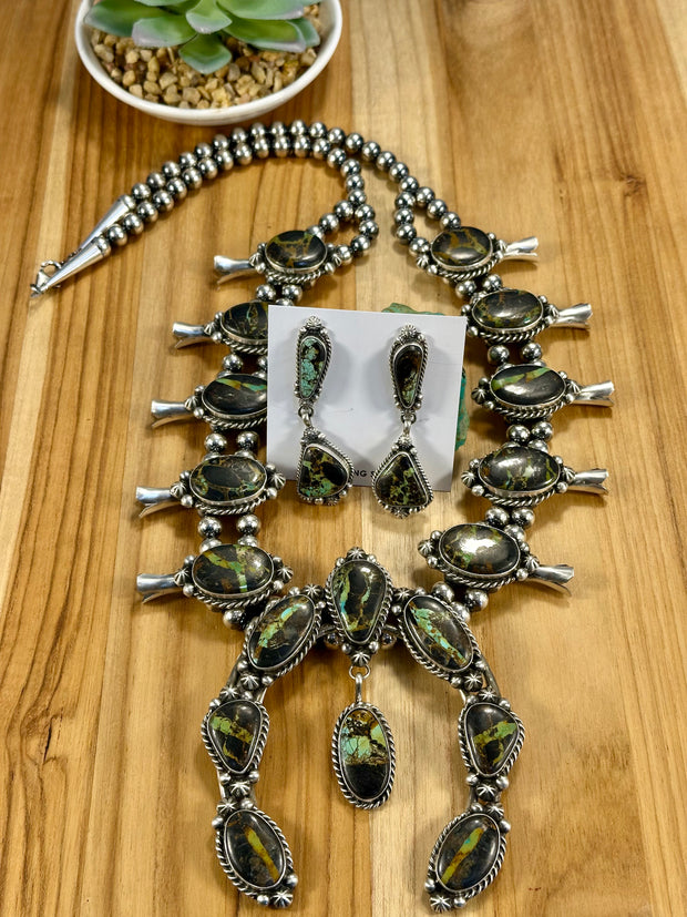 Black Jack Squash Blossom & Earrings Set