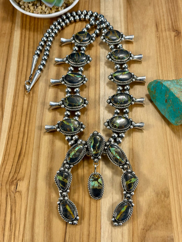 Black Jack Squash Blossom & Earrings Set