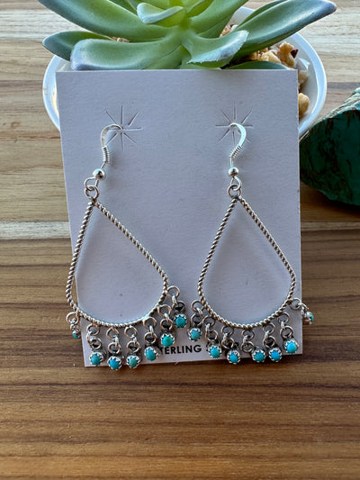 Turquoise Hoop Dangle Earrings