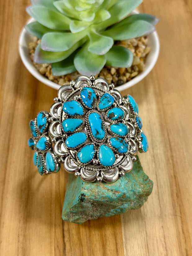 Sleeping Beauty Flower Cluster & Sterling Silver Cuff