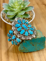 Sleeping Beauty Flower Cluster & Sterling Silver Cuff