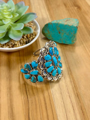 Sleeping Beauty Flower Cluster & Sterling Silver Cuff