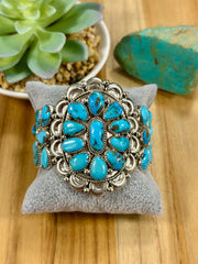 Sleeping Beauty Flower Cluster & Sterling Silver Cuff