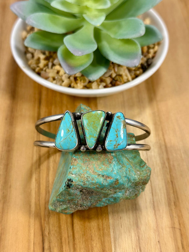 Sonoran Turquoise Triangles & Sterling Silver Cuff