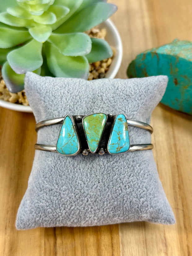 Sonoran Turquoise Triangles & Sterling Silver Cuff