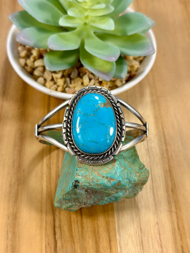 Oval Kingman Turquoise & Sterling Silver Cuff