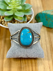 Oval Kingman Turquoise & Sterling Silver Cuff