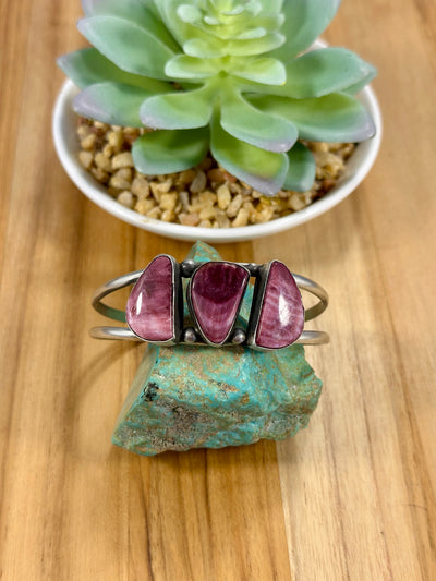 3 Stone Purple Spiny Sterling Cuff