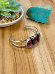 3 Stone Purple Spiny Sterling Cuff