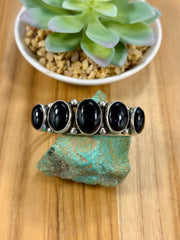 Oval Black Onyx & Sterling Silver Cuff