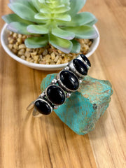 Oval Black Onyx & Sterling Silver Cuff