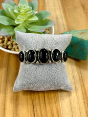 Oval Black Onyx & Sterling Silver Cuff