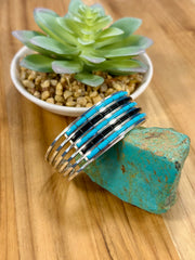 Kingman Turquoise & Black Onyx inlay Cuff