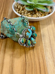Kingman Turquoise Cluster Sterling Necklace