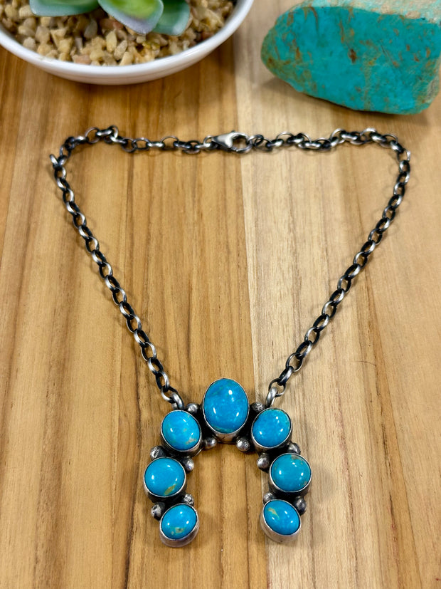 Kingman Turquoise Naja Pendant Necklace