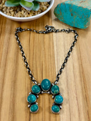 Kingman Turquoise Cluster Pendant Necklace
