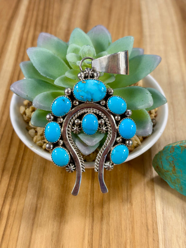 Kingman Turquoise Naja Sterling Pendant