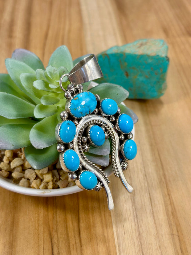 Kingman Turquoise Naja Sterling Pendant