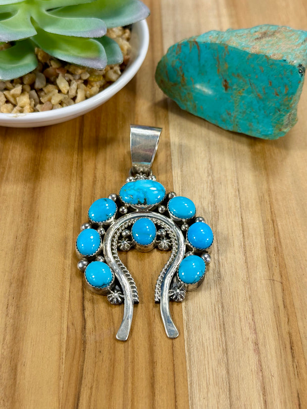 Kingman Turquoise Naja Sterling Pendant