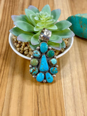 Kingman Turquoise Cluster Sterling Pendant