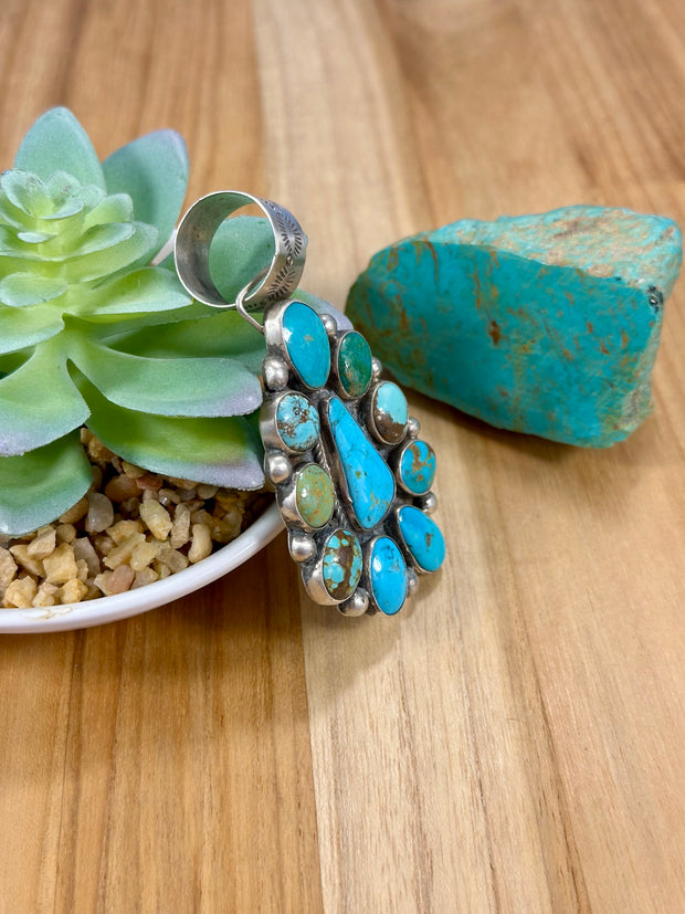 Kingman Turquoise Cluster Sterling Pendant