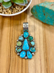 Kingman Turquoise Cluster Sterling Pendant