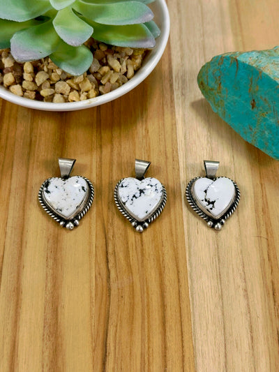 White Buffalo Heart Pendants