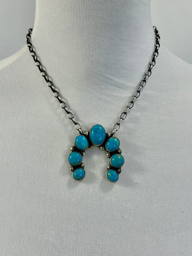 Kingman Turquoise Naja Pendant Necklace