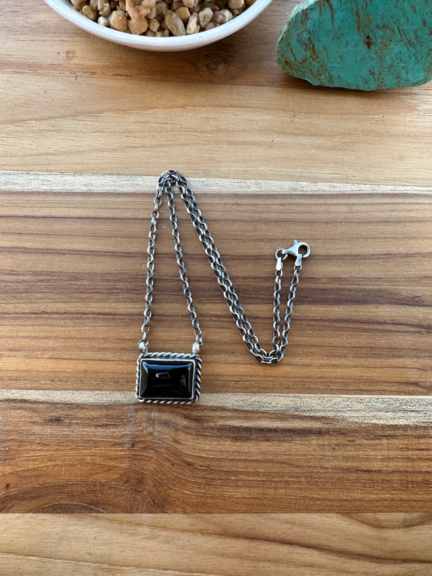 Black Onyx Square Necklace