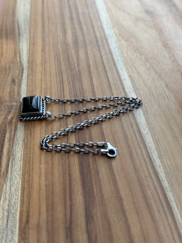 Black Onyx Square Necklace