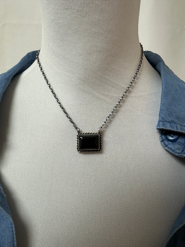 Black Onyx Square Necklace
