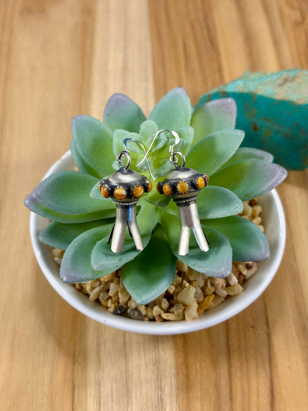 Kingman & Orange Spiny Sterling Blossom Earrings