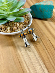 Kingman & Orange Spiny Sterling Blossom Earrings