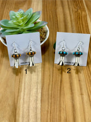 Kingman & Orange Spiny Sterling Blossom Earrings