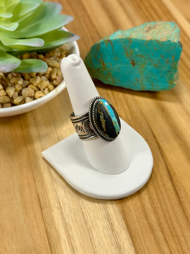 Black Jack Oval Sterling Silver Ring