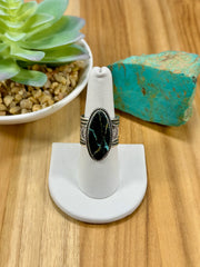 Black Jack Oval Sterling Silver Ring