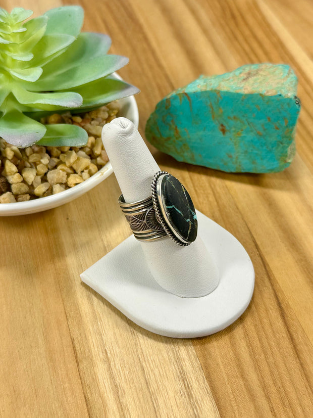 Black Jack Oval Sterling Silver Ring