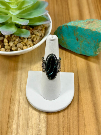 Black Jack Oval Sterling Silver Ring