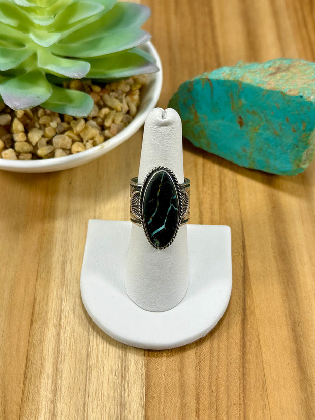 Black Jack Oval Sterling Silver Ring