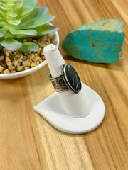 Black Jack Oval Sterling Silver Ring