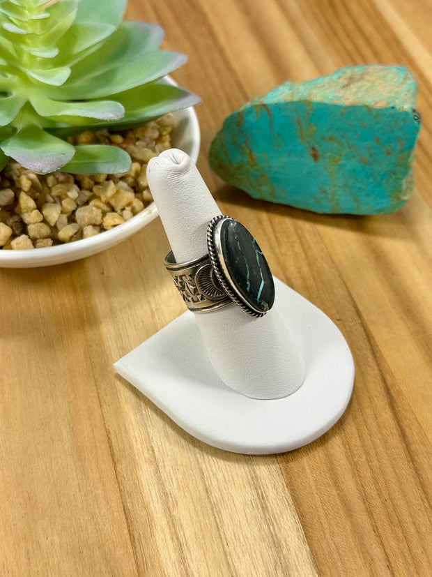 Black Jack Oval Sterling Silver Ring