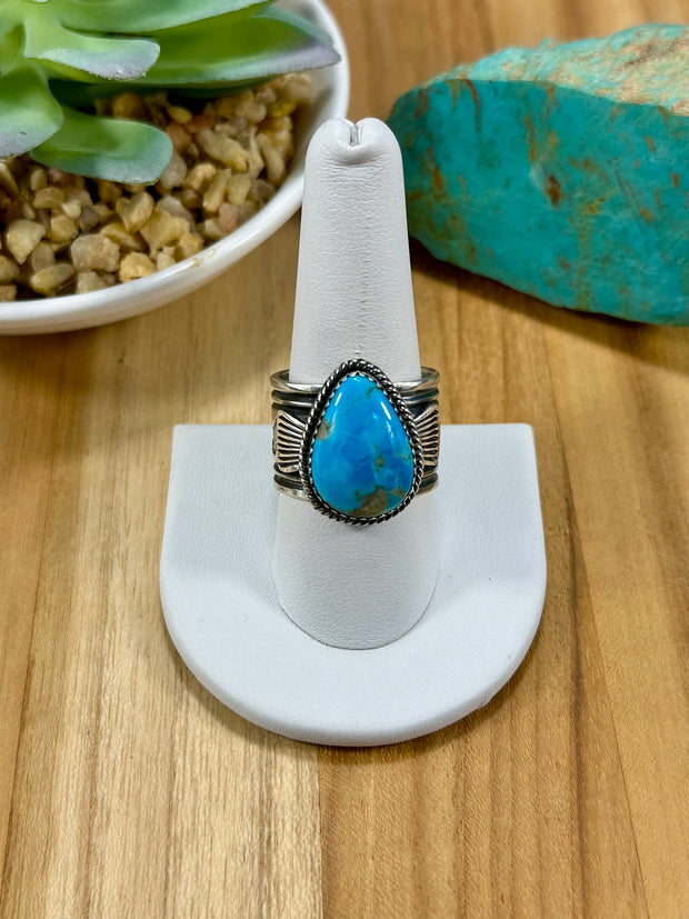 Kingman Turquoise Tear Drop Ring