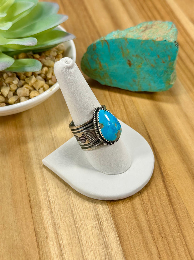 Kingman Turquoise Tear Drop Ring
