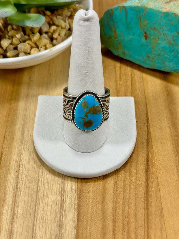 Kingman Turquoise Tear Drop Ring