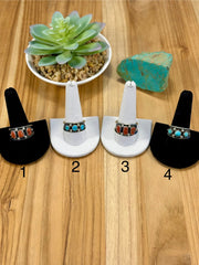 Kingman Turquoise & Coral Sterling Silver Rings