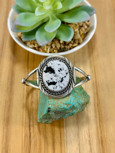 White Buffalo Sterling Silver Cuff Bracelet