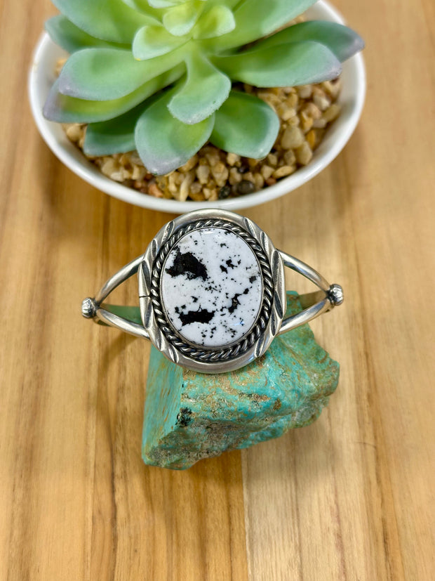 White Buffalo Sterling Silver Cuff Bracelet