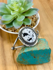 White Buffalo Sterling Silver Cuff Bracelet